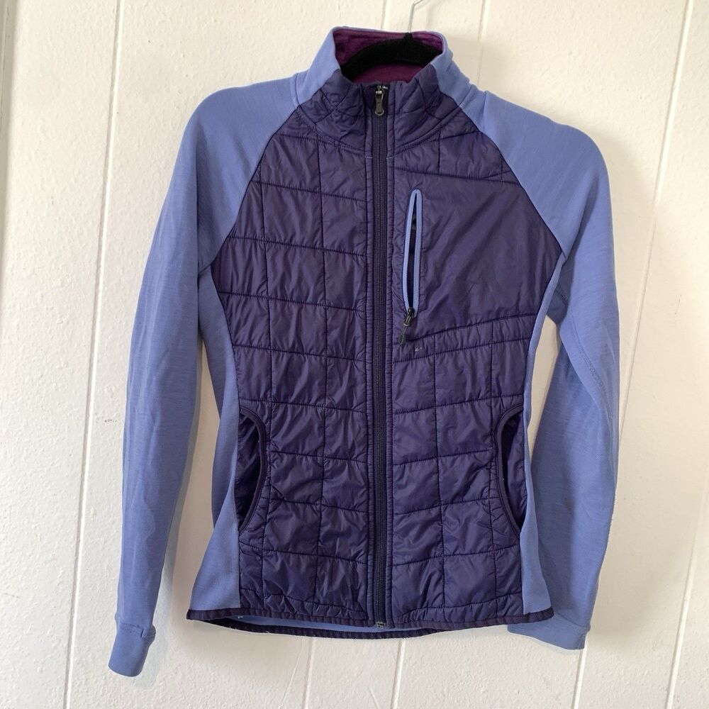 Smartwool Womens Small Jacket Divide Wool Down Puff Merino Wool Purple STAINS